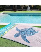 Drap de plage velours jacquard Playamar bleu - 100x175 cm
