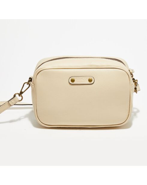 Sac bandoulière en Velours de Cuir Maelys beige - 22.5x7x16 cm