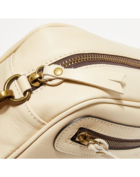 Sac bandoulière en Velours de Cuir Maelys beige - 22.5x7x16 cm