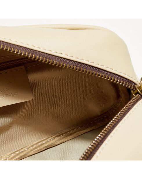 Sac bandoulière en Velours de Cuir Maelys beige - 22.5x7x16 cm