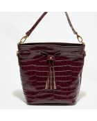 Sac porté épaule en Cuir croco Malia bordeaux - 24x13x28 cm