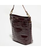 Sac porté épaule en Cuir croco Malia bordeaux - 24x13x28 cm