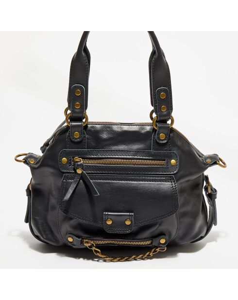 Sac à main en Cuir Mini Odélia noir - 29x22x3 cm