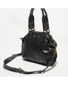 Sac à main en Cuir Mini Odélia noir - 29x22x3 cm