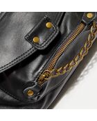 Sac à main en Cuir Mini Odélia noir - 29x22x3 cm