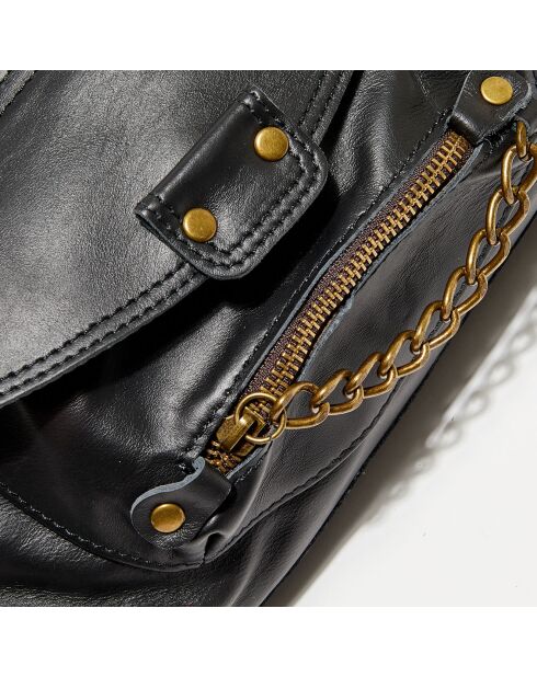 Sac à main en Cuir Mini Odélia noir - 29x22x3 cm