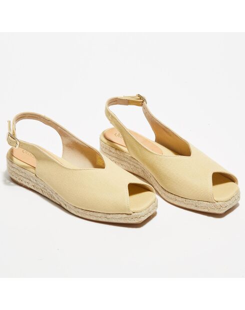 Slingbacks con cuña de tela natural