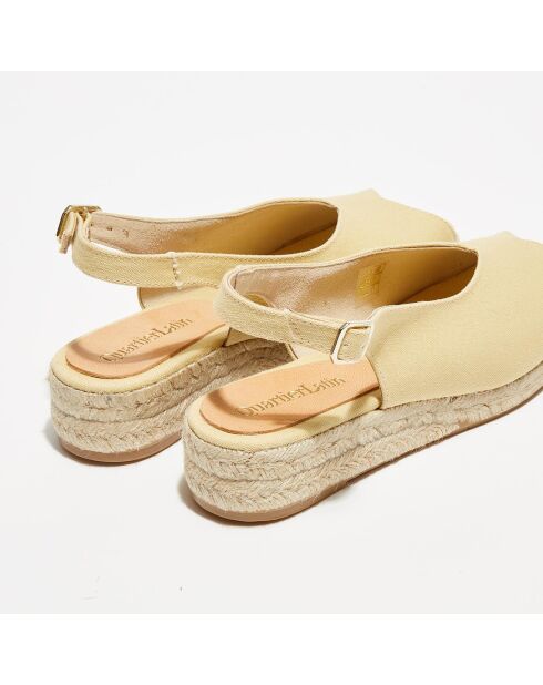 Slingbacks con cuña de tela natural