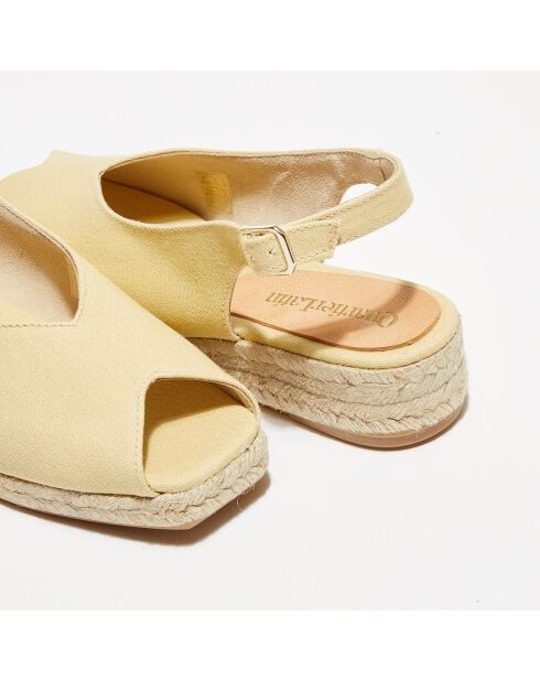 Slingbacks con cuña de tela natural