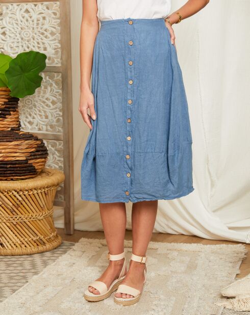 Jupe 100% Lin Karine indigo