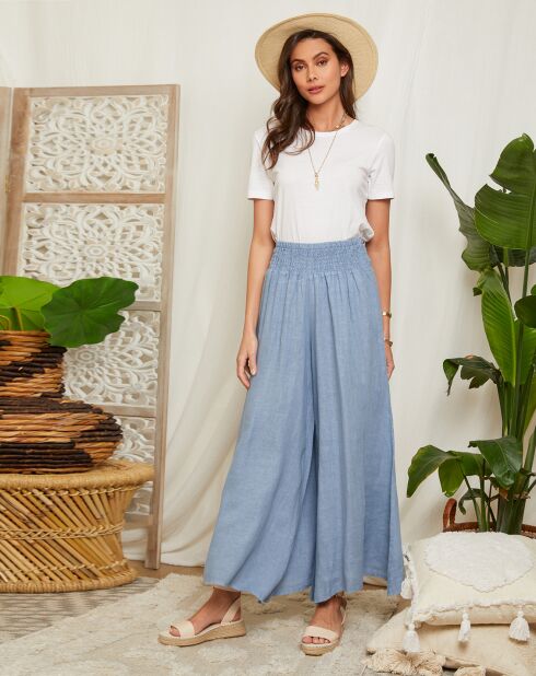 Johana indigo broek van 100% linnen