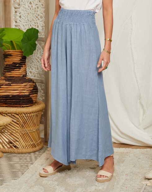 Johana indigo broek van 100% linnen