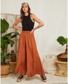 Pantalon 100% Lin Johana tabac