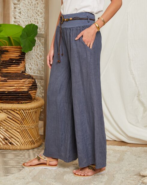 Pantalon 100% Lin Hilona indigo