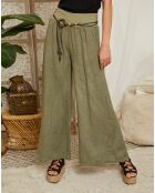 Pantalon 100% Lin Hilona kaki