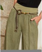 Pantalon 100% Lin Hilona kaki
