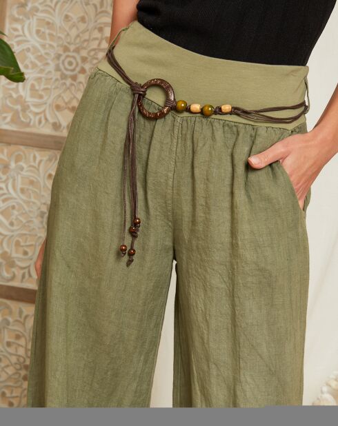 Pantalon 100% Lin Hilona kaki