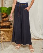 Pantalon 100% Lin Hilona marine