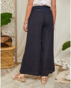 Pantalon 100% Lin Hilona marine