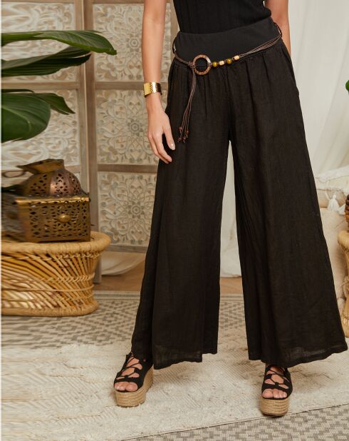 Pantalon 100% Lin Hilona noir
