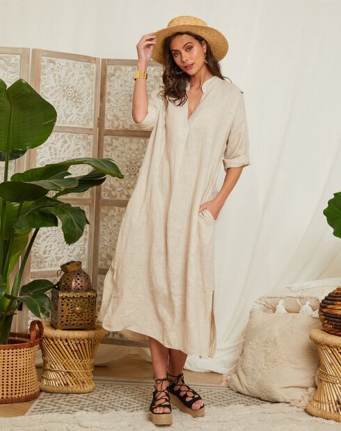 Vestido Elise beige 100% lino