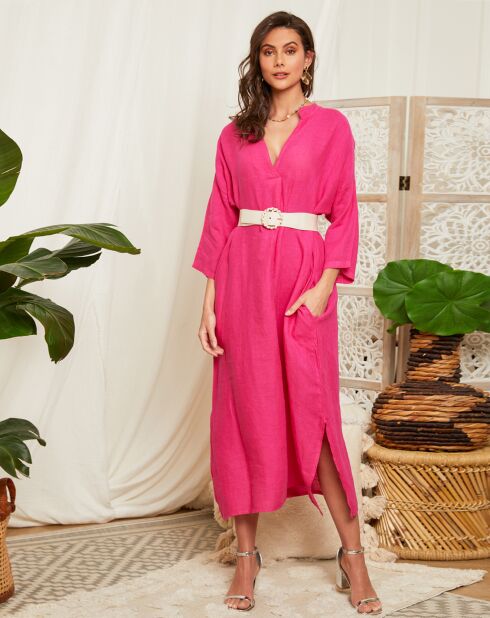 Vestido Elise fuschia 100% lino