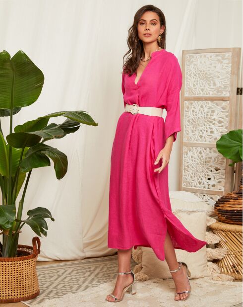 Vestido Elise fuschia 100% lino