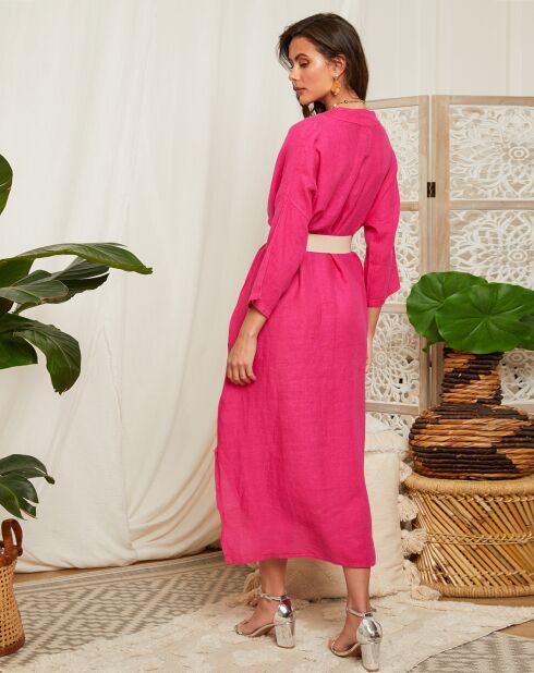 Vestido Elise fuschia 100% lino