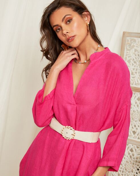 Vestido Elise fuschia 100% lino