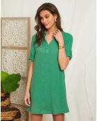 100% linnen Raph groene jurk