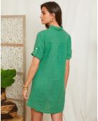 100% linnen Raph groene jurk