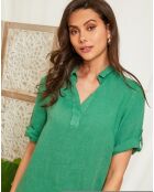 100% linnen Raph groene jurk