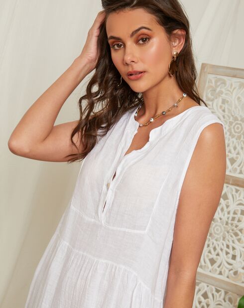 Weißes Kleid Margaux aus 100% Leinen