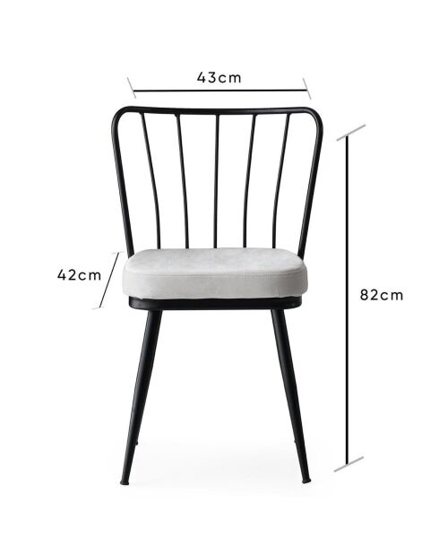 2 Chaises Yildiz noir/blanc - 43x82x42 cm