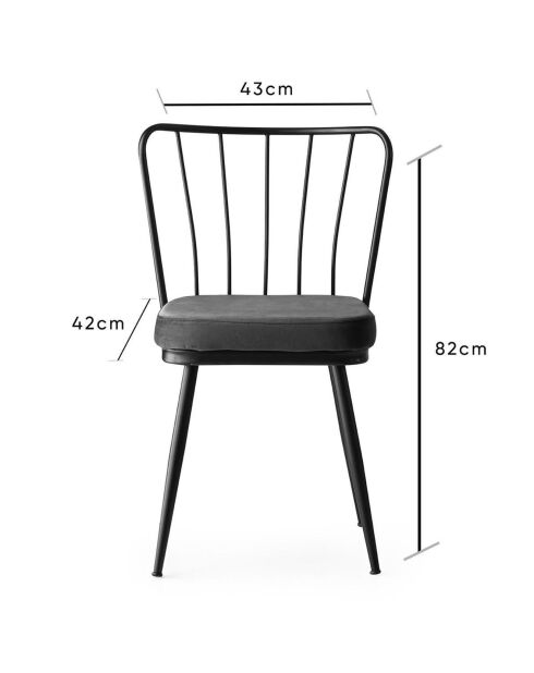 2 Chaises Yildiz noires - 43x82x42 cm