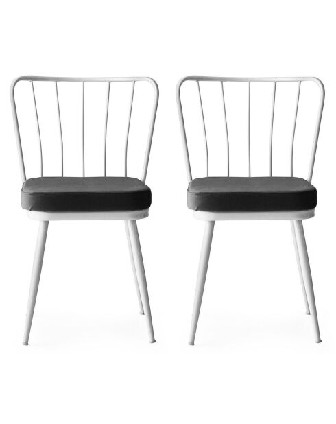 2 Chaises Yildiz blanc/noir - 43x82x42 cm