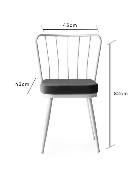 2 Chaises Yildiz blanc/noir - 43x82x42 cm