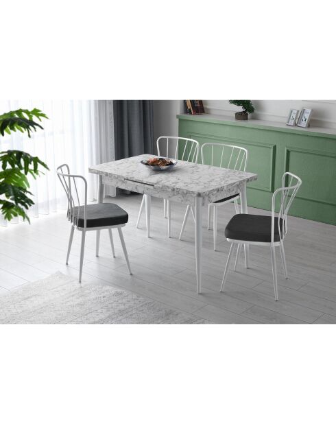 2 Chaises Yildiz blanc/noir - 43x82x42 cm