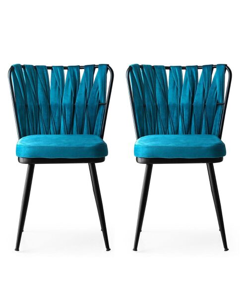 2 sillas Kusakli negro/azul - 43x82x43 cm