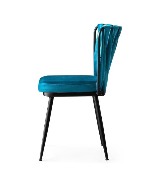 2 sillas Kusakli negro/azul - 43x82x43 cm