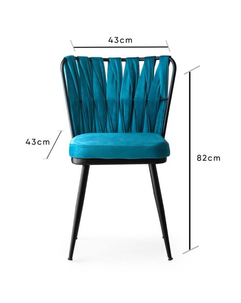 2 sillas Kusakli negro/azul - 43x82x43 cm