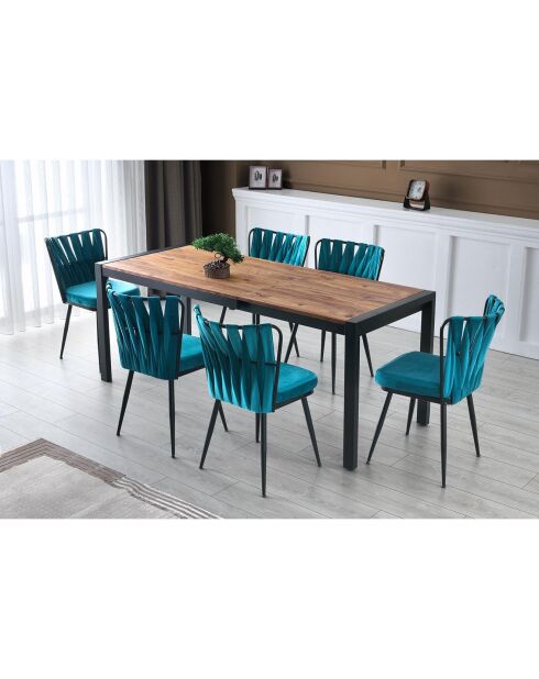 2 Chaises Kusakli noir/bleu - 43x82x43 cm