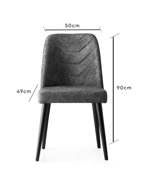 2 Chaises Dallas anthracite - 50x90x49 cm