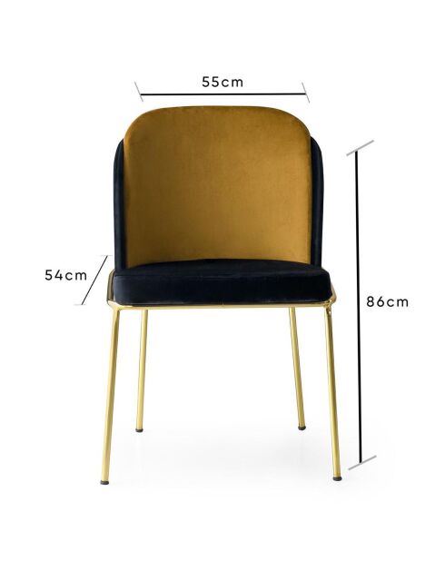 2 Chaises Dore noir/doré - 54x86x55 cm
