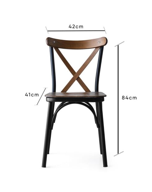 4 chaises ahsa marron/noir - 42x84x41 cm