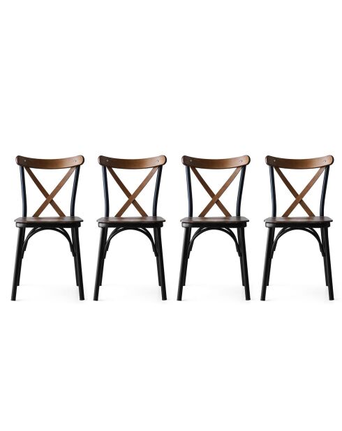 4 chaises ahsa marron/noir - 42x84x41 cm
