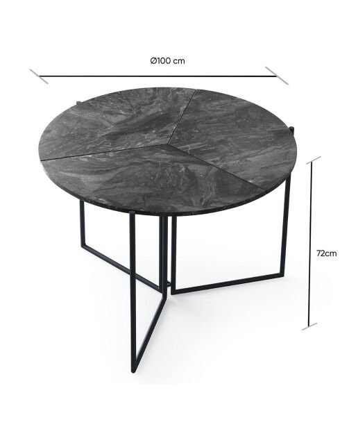 Table de salle à manger yaprak anthracite - 100x72x100 cm