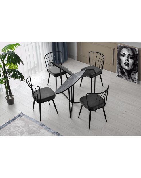 Table de salle à manger yaprak anthracite - 100x72x100 cm