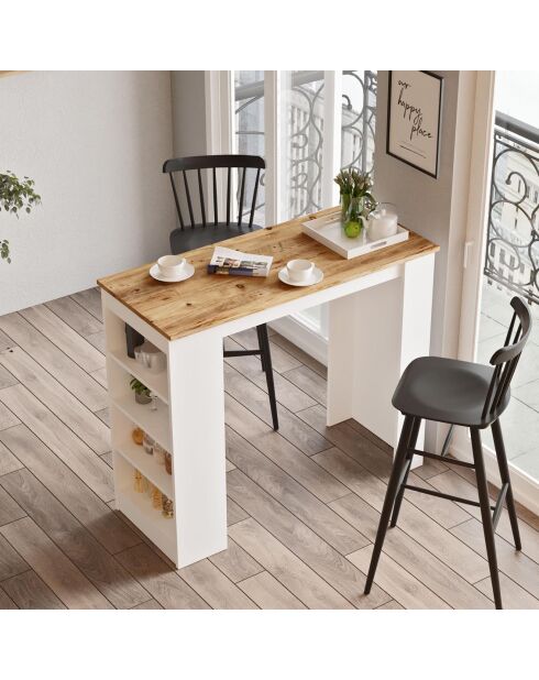 Table de bar st1 beige/blanc - 120x101.8x51.6 cm