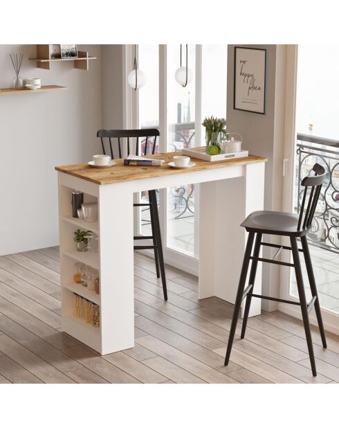 Table de bar st1 beige/blanc - 120x101.8x51.6 cm